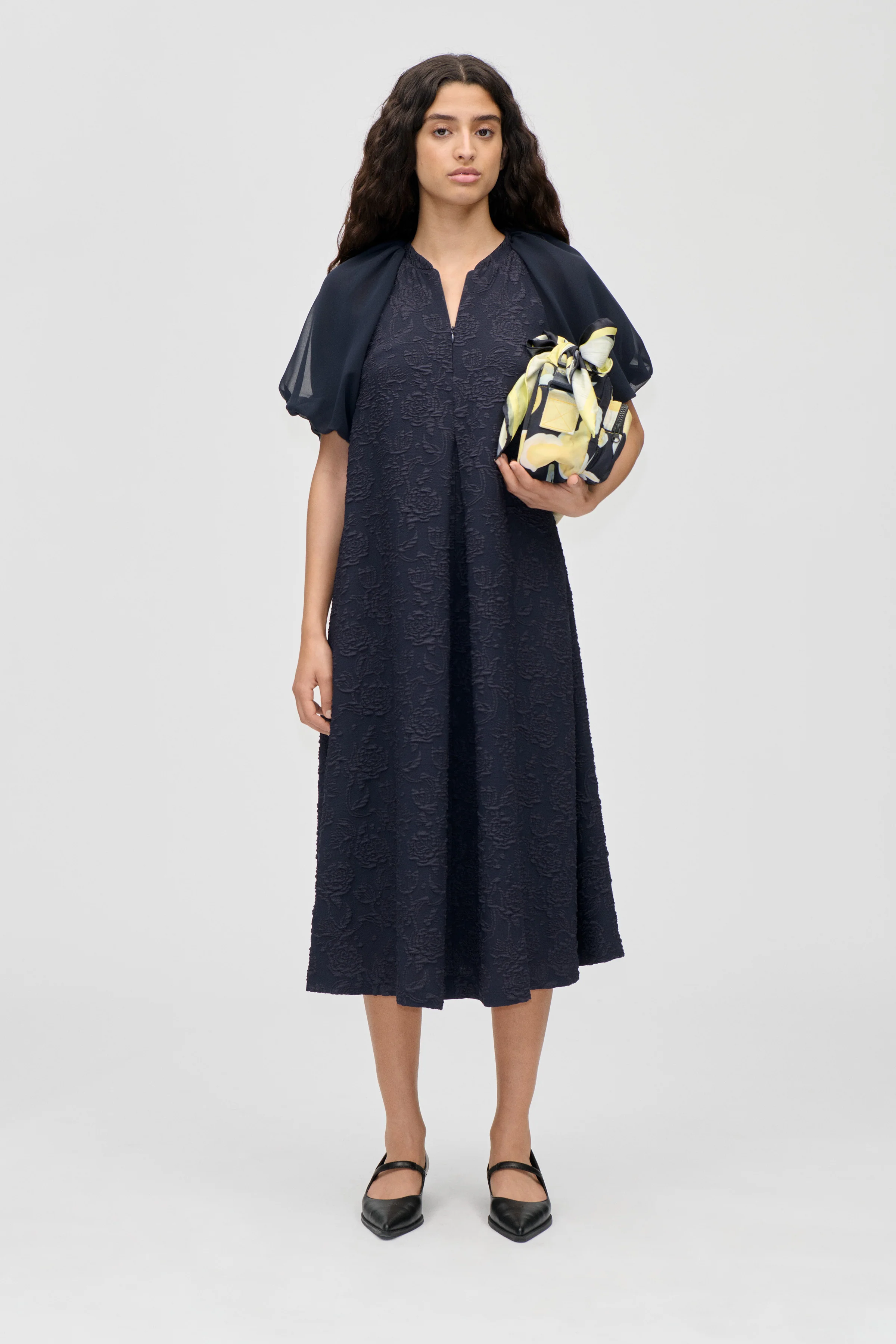 Balloon Sleeve Midi Dress - Garden Relief