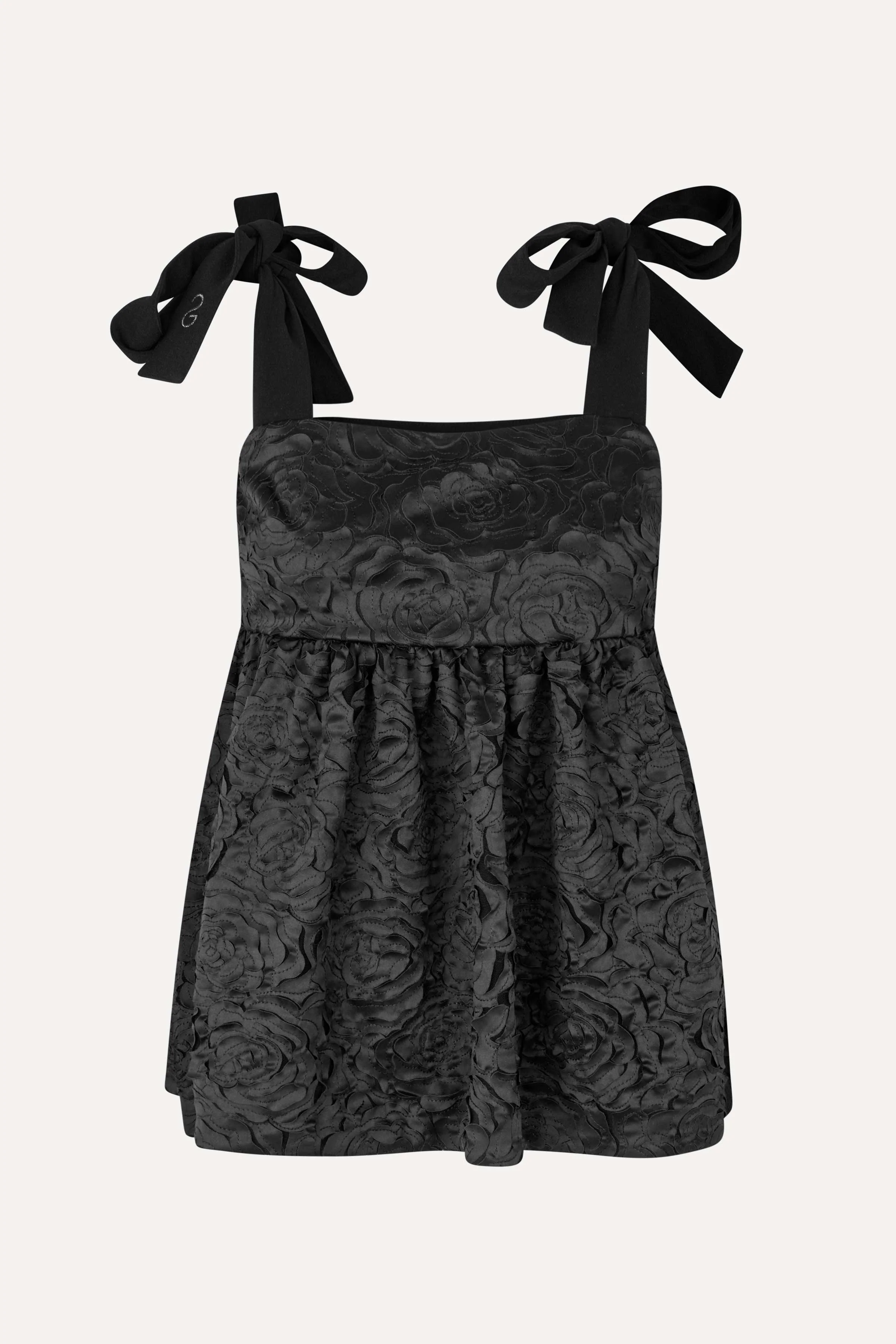 Contrasted Tie Top - Jet Black