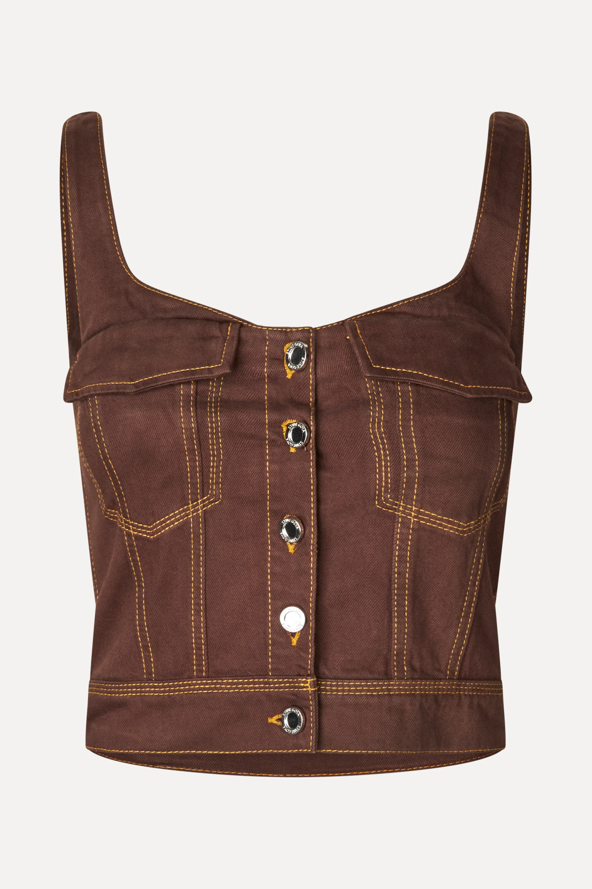 Cropped Denim Bustier - Chicory Coffee
