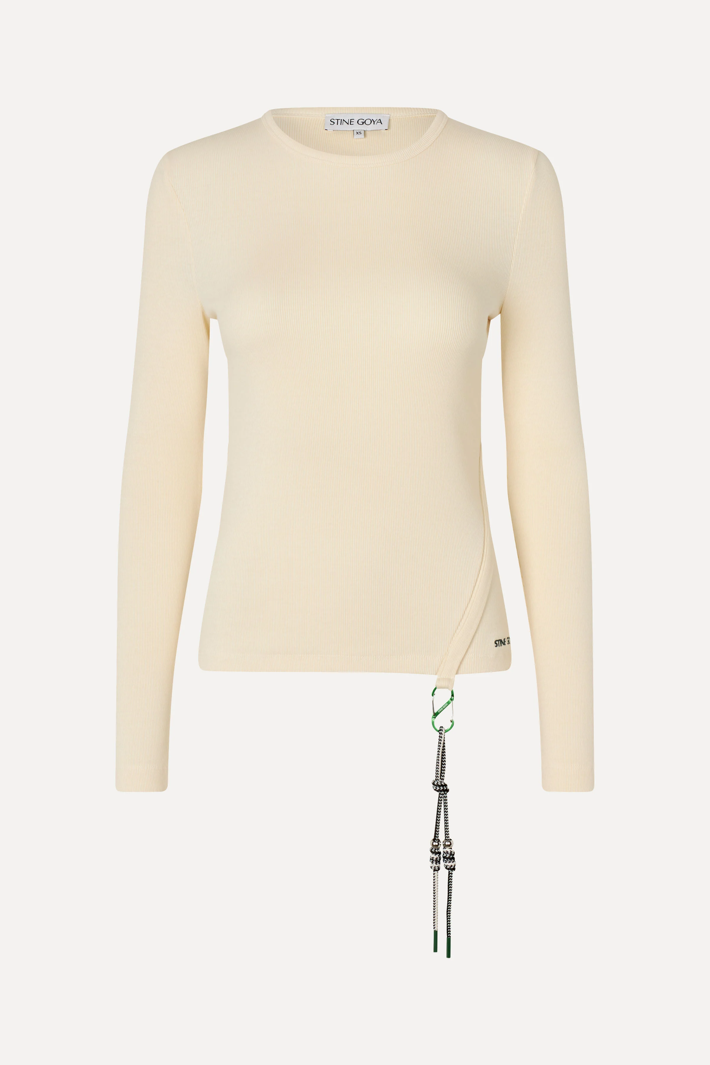 Long Sleeve Carabiner Rib Top - White
