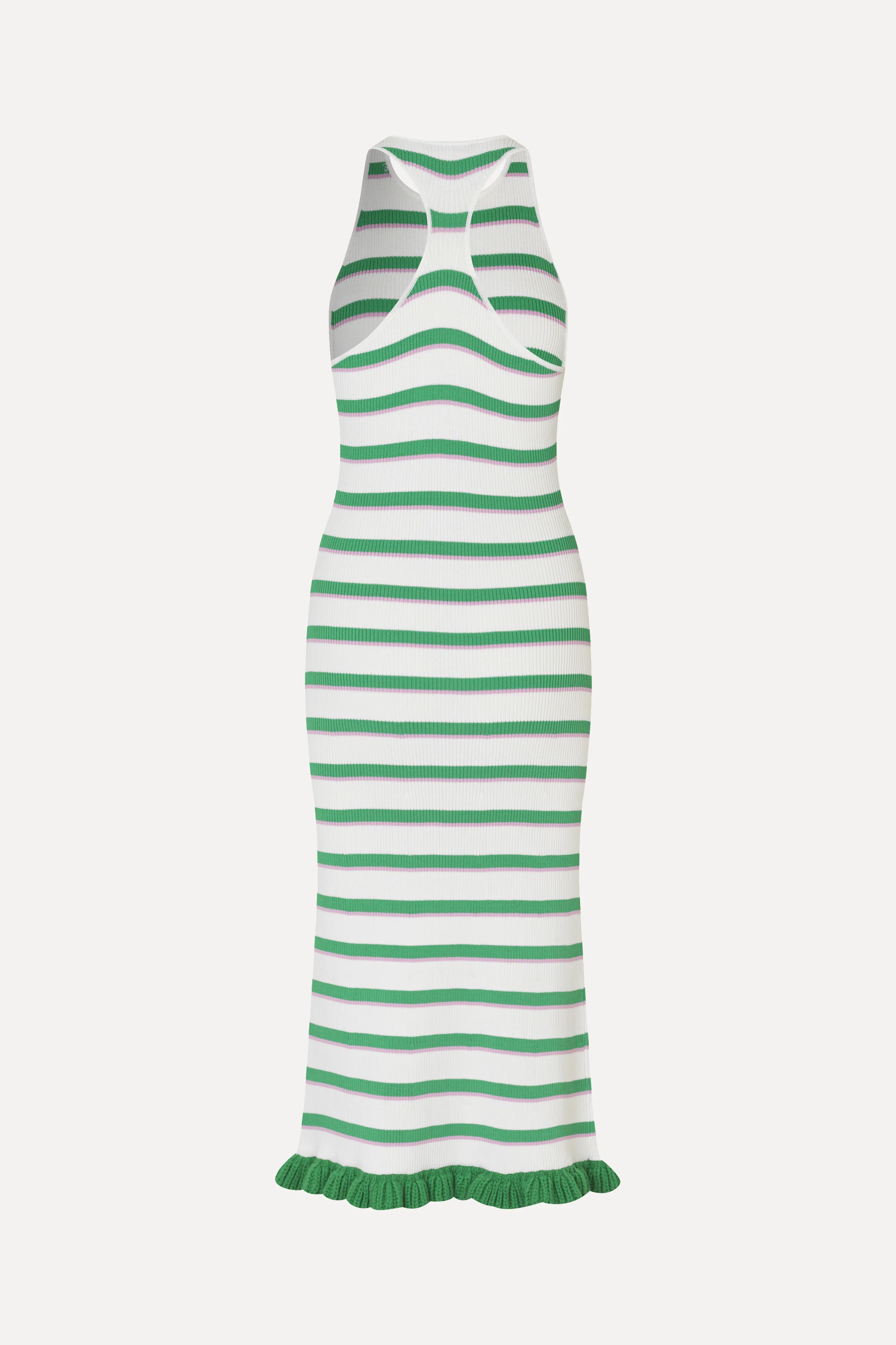 Ruffle Tank Dress - Green and Pink Stripes - Image 2