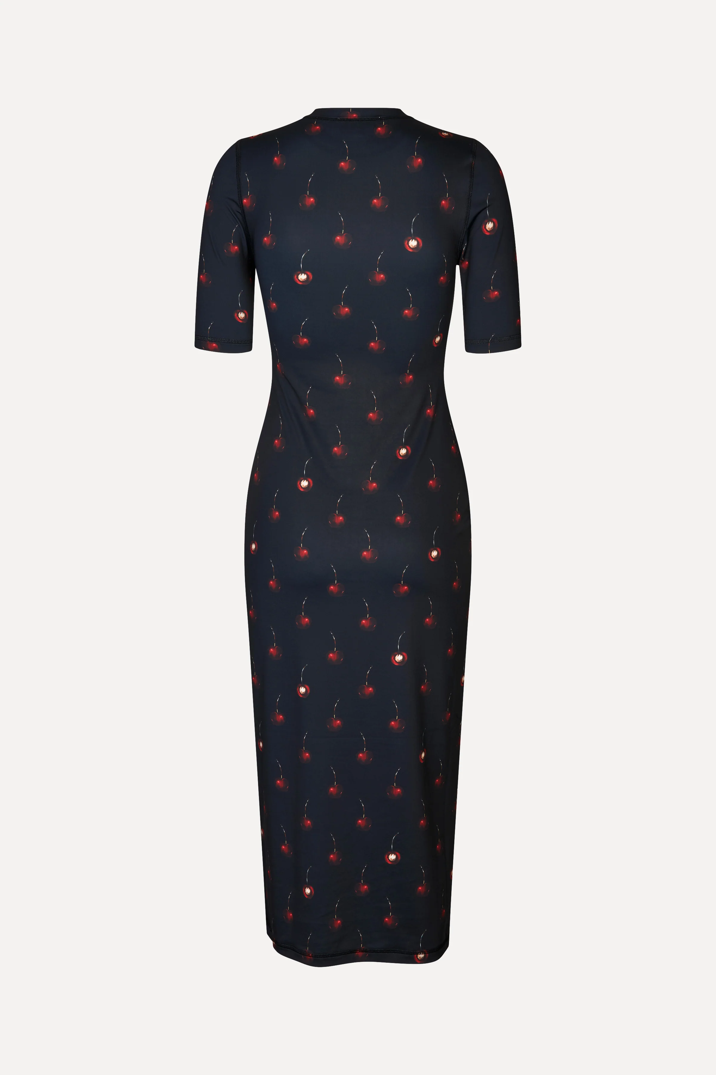 Short Sleeve Crewneck Midi Dress - Cherries - Image 4
