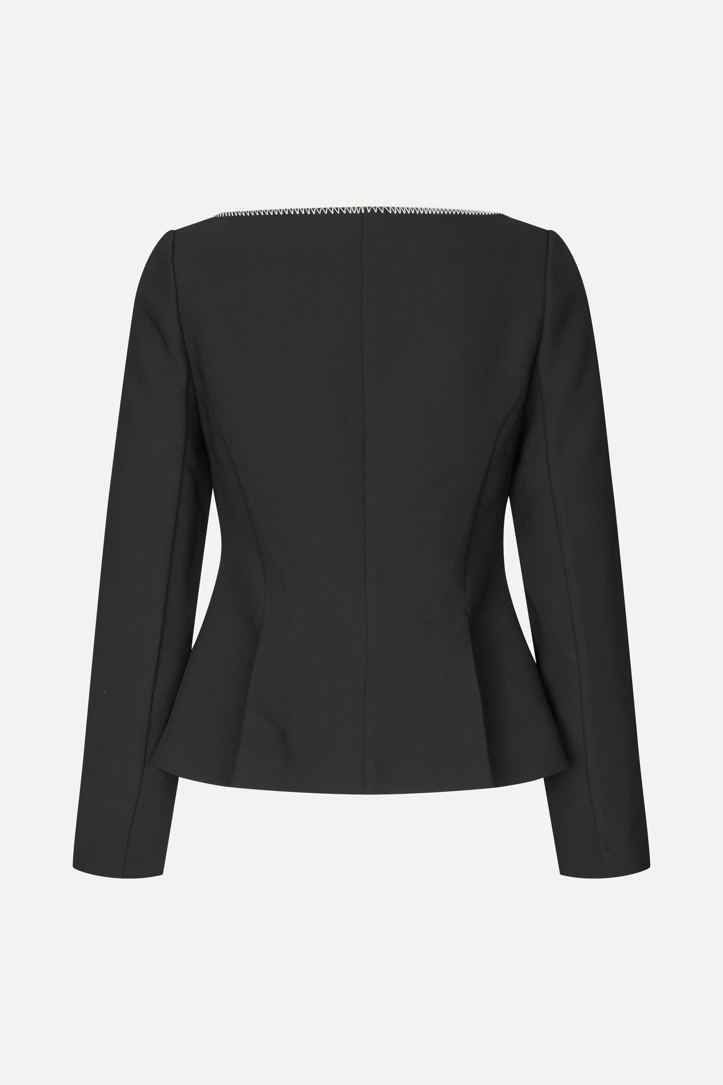 Square Neckline Tailored Jacket - Black - Image 4