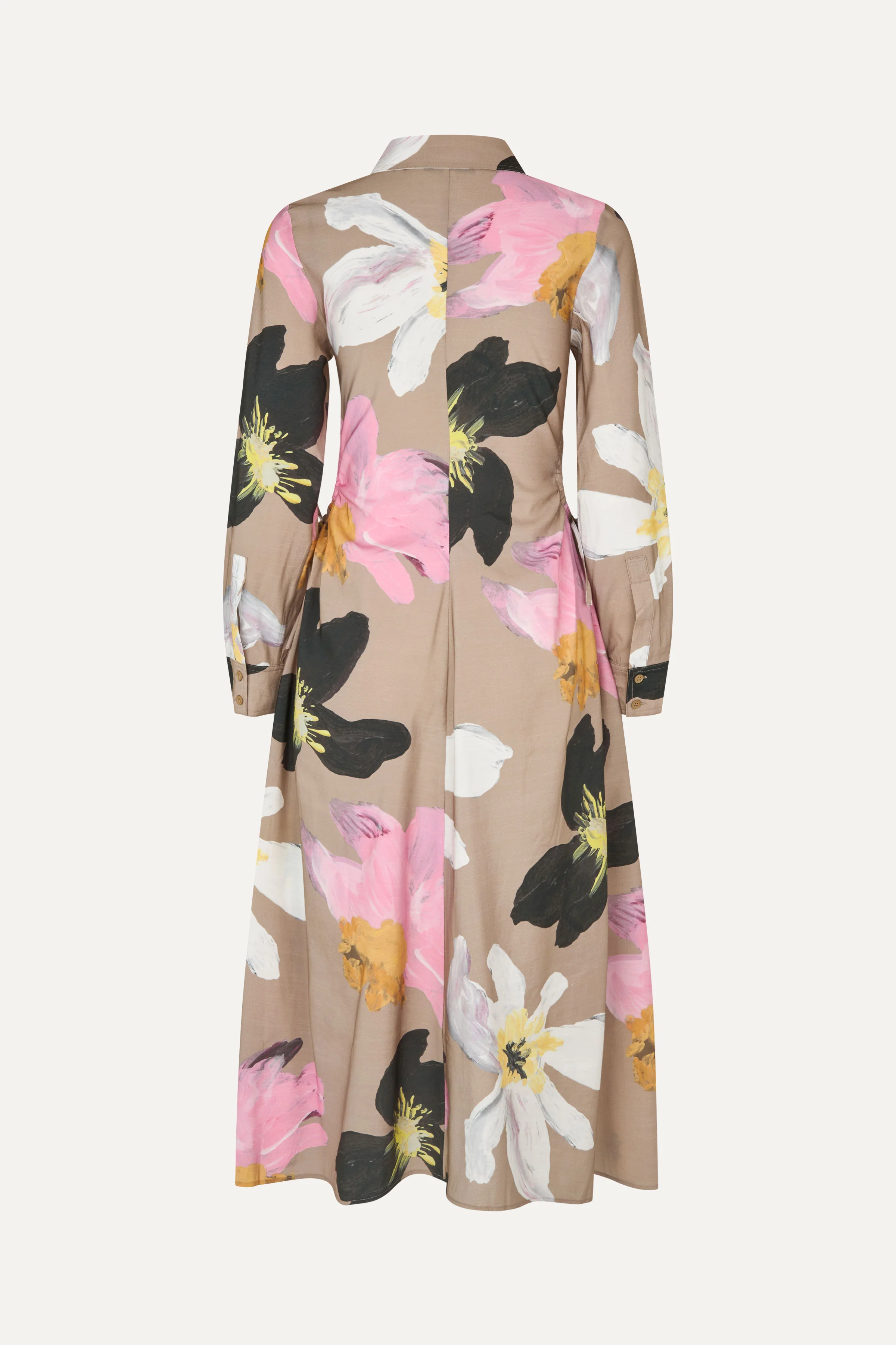 Waist Gather Shirt Midi Dress - Wild Flowers - Image 2